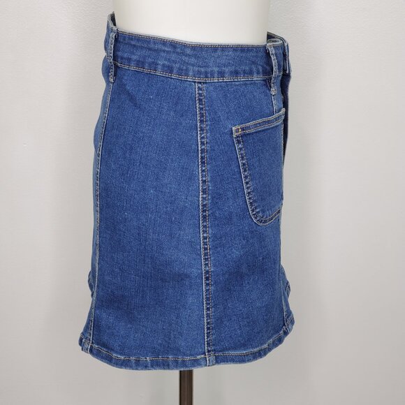 Altar'd State Medium Wash Snap Front A-Line Mini Jean Skirt Size XS - Picture 5 of 10